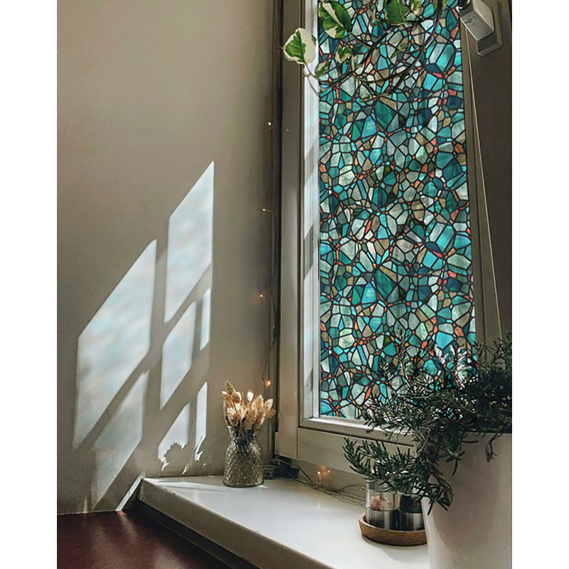 Abstract Non Wall Damaging Window Decal Blue